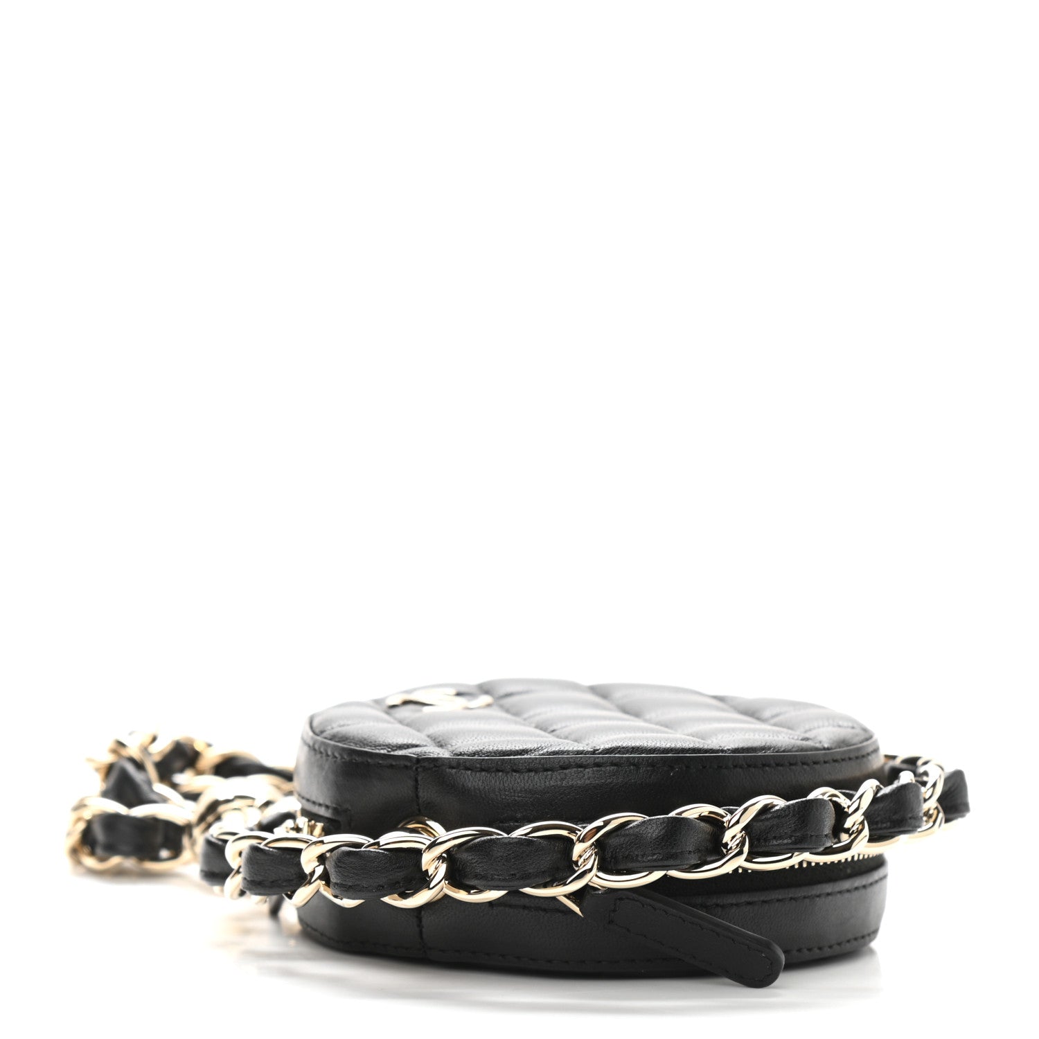 Chanel Lambskin Quilted Chain Round Mini Clutch Black 4 of 9