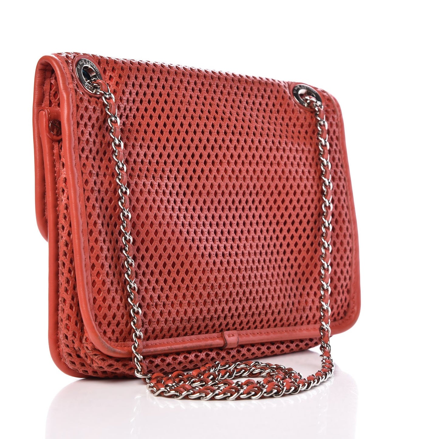 Perforated Calfskin Small Up In The Air Flap Red