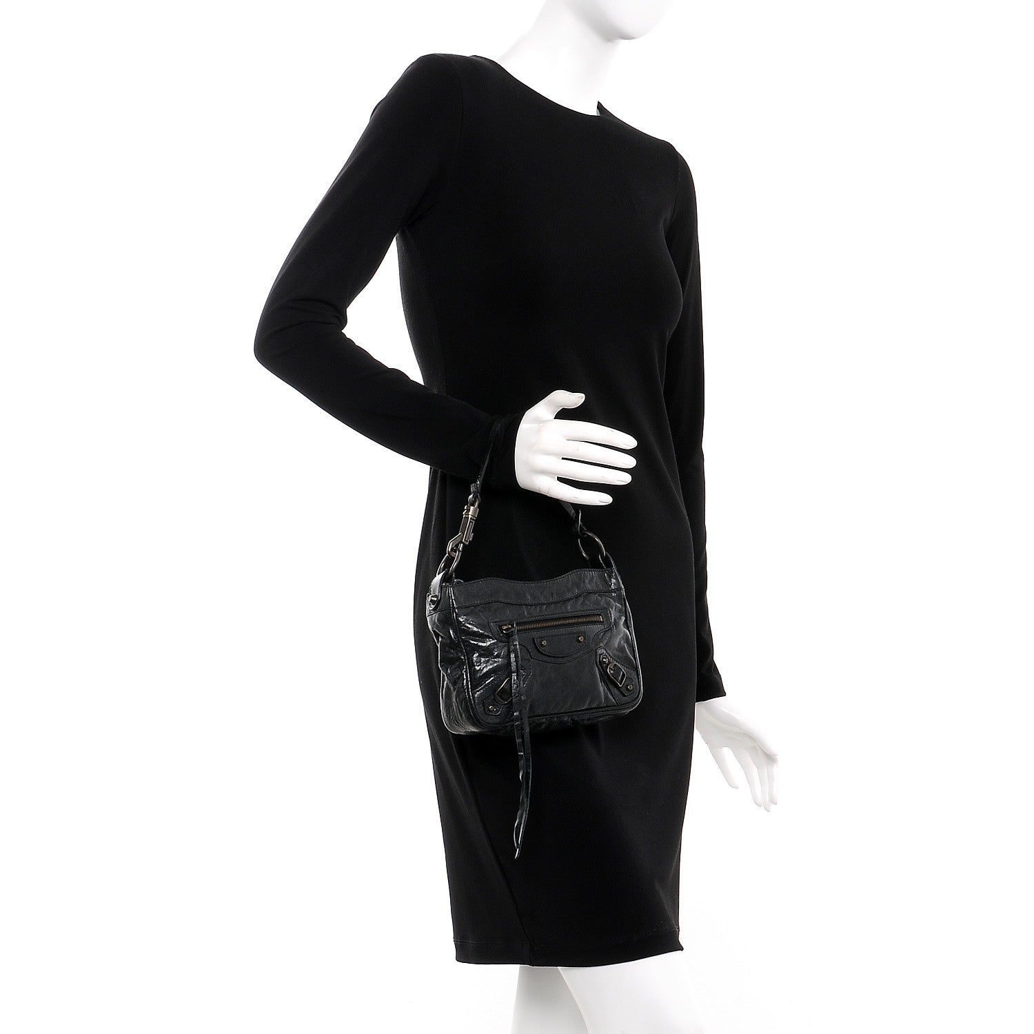 Balenciaga Chevre Classic Hardware Shoulder Bag Black 2 of 9