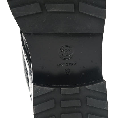 Chanel Shiny Calfskin Velvet Pearl Combat Short Boots 39 Black 6 of 10