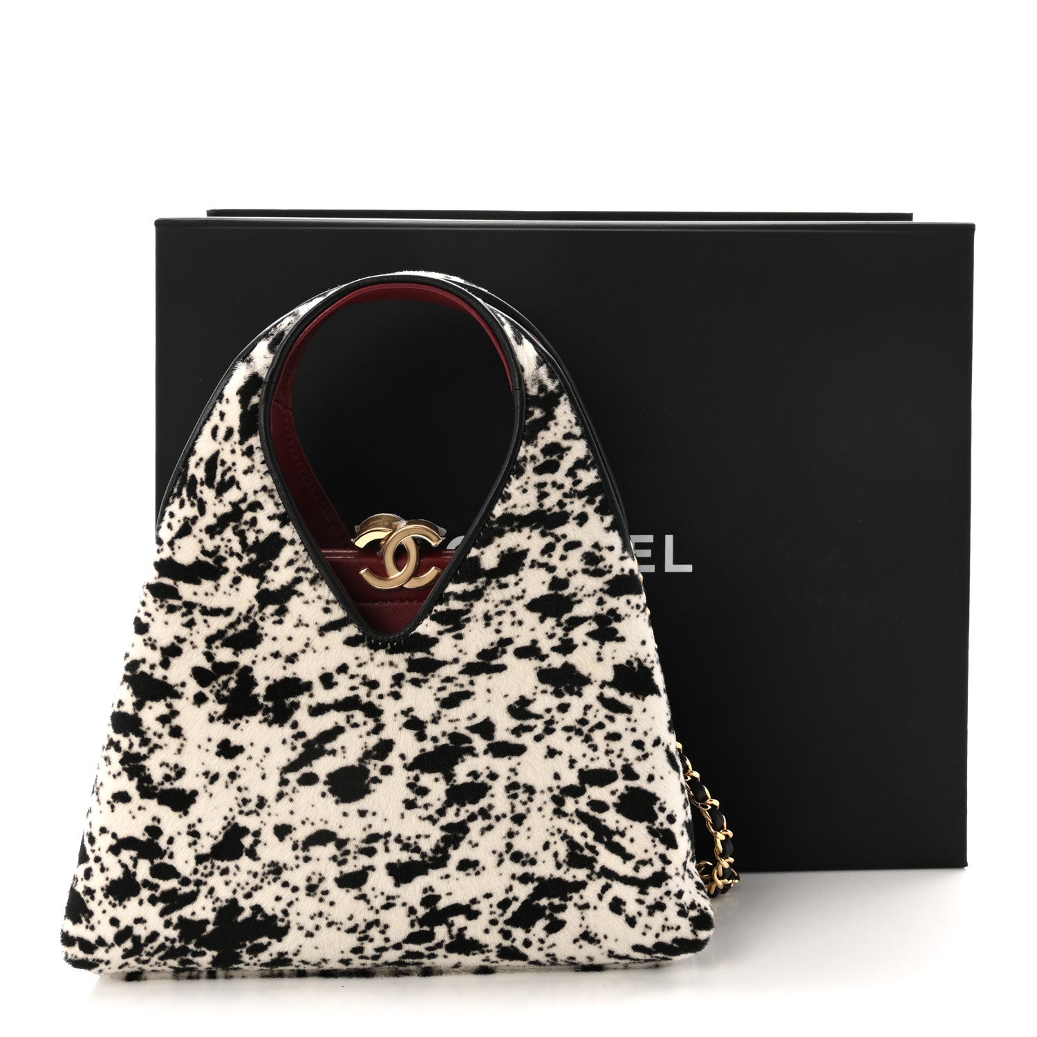 Chanel Pony Hair Printed Chic Lady Small Shopping Tote White Black 11 of 11