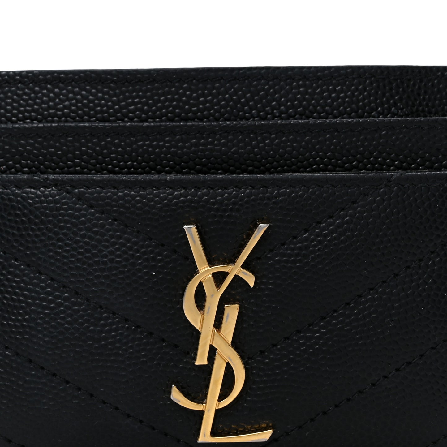 Grain De Poudre Matelasse Chevron Monogram Credit Card Case Black