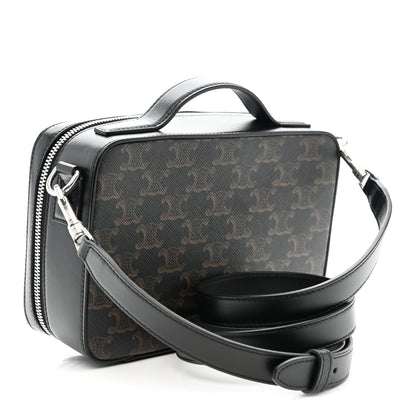 Celine Triomphe Canvas Top Handle Messenger Box Black 3 of 9