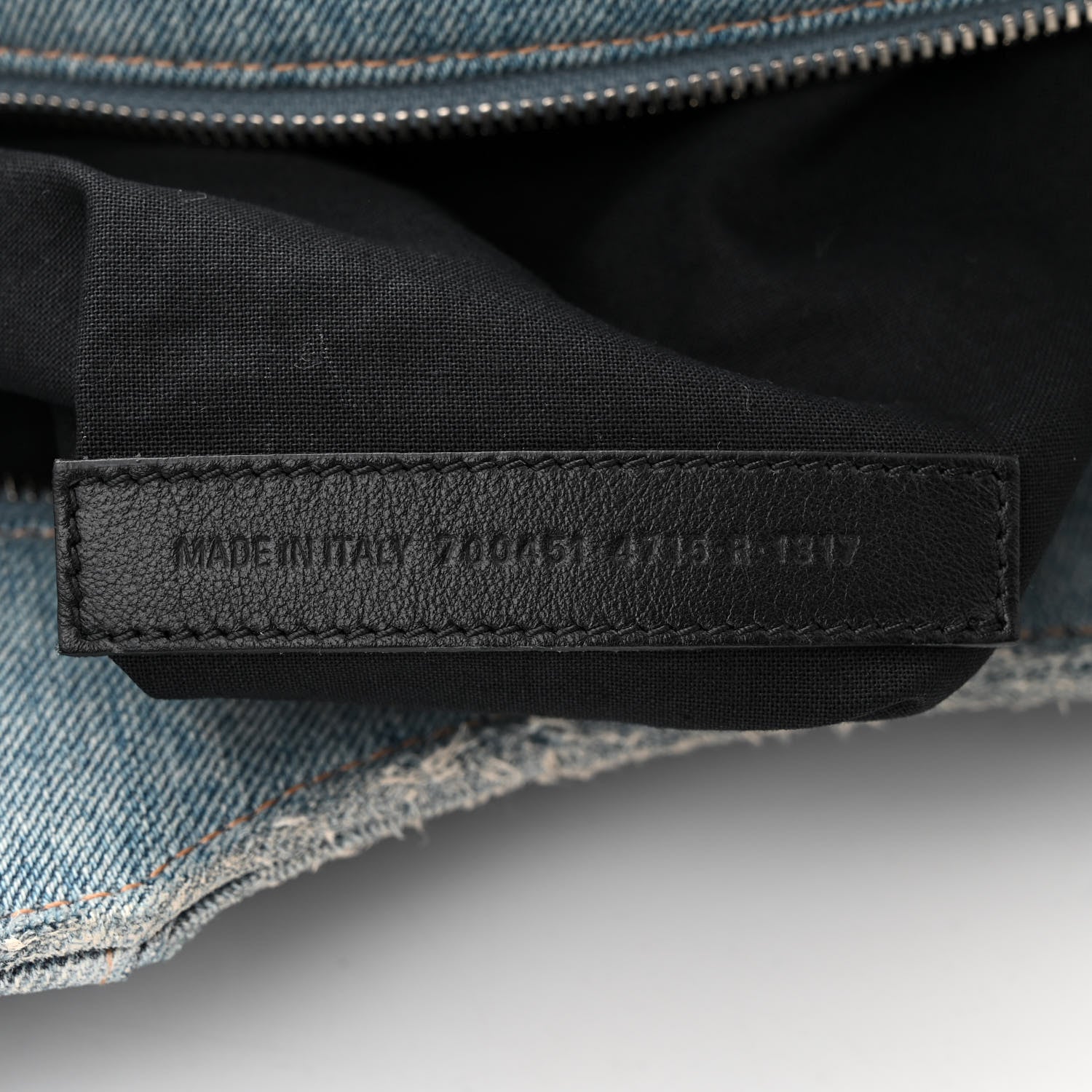 Balenciaga Washed Frayed Denim Crystal Neo Cagole City Handbag Blue 7 of 11