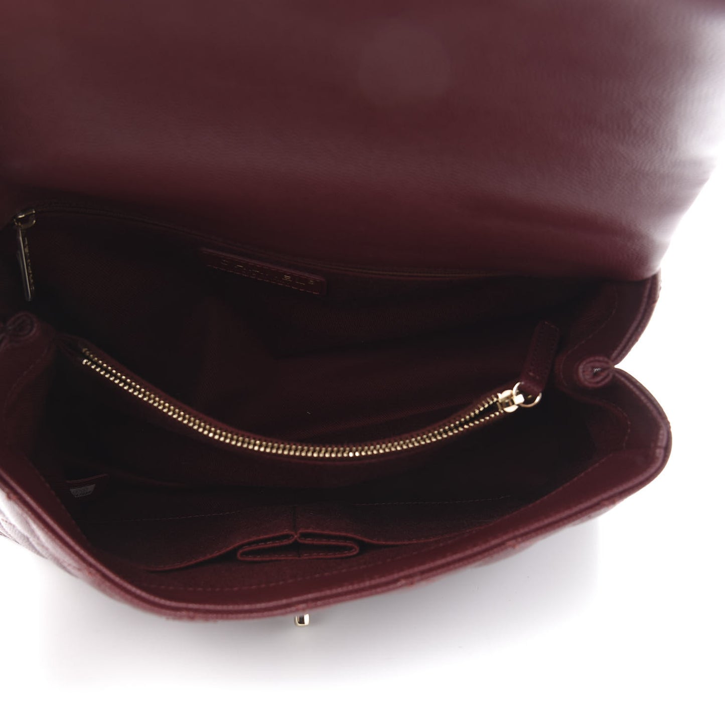 Caviar Quilted Small Coco Handle Flap Burgundy