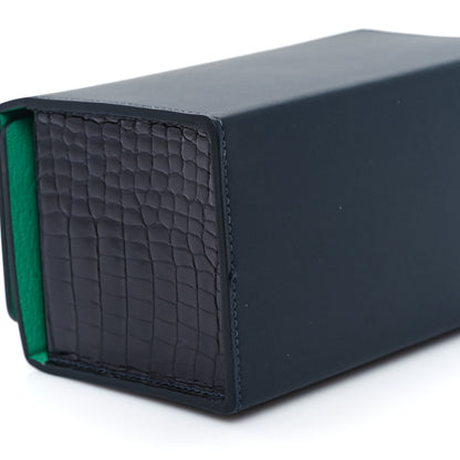 Hermes Vache Hunter Shiny Crocodile Petit H Box Bag Caban Black Menthe 9 of 10