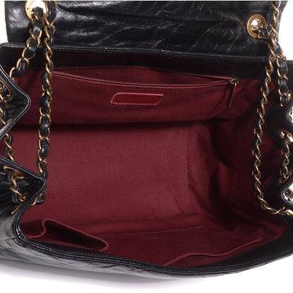 Chanel Aged Calfskin Quilted Large Pondichery Flap Black 6 of 8