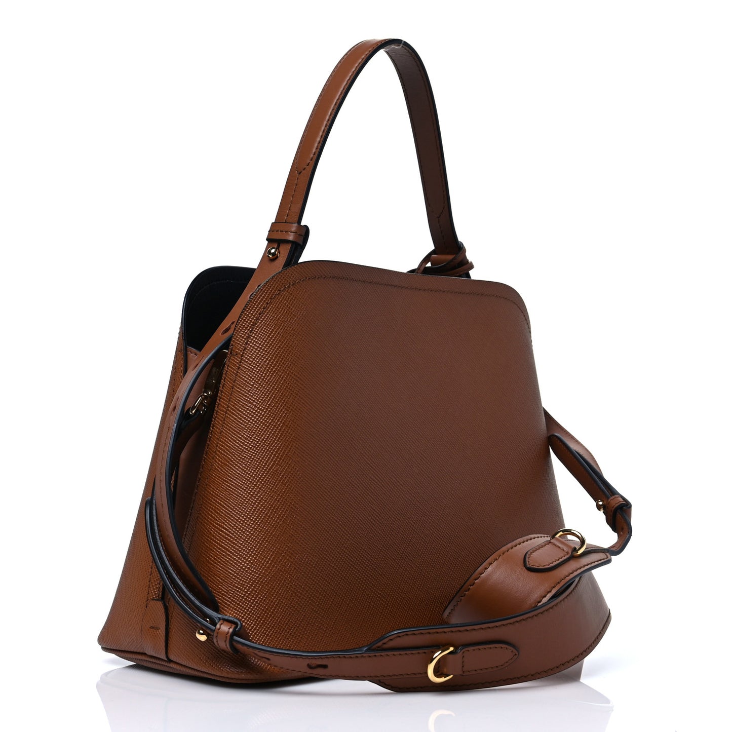 Saffiano Cuir Calfskin Matinee Tote Cognac Black