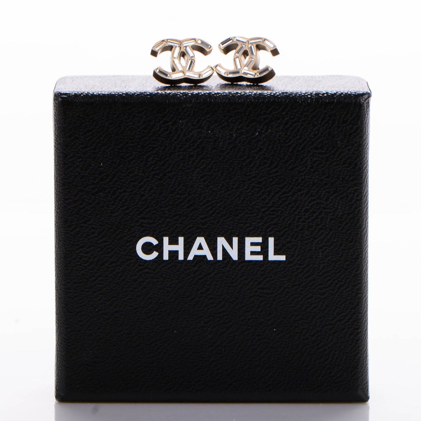 Crystal Baguette CC Earrings Gold