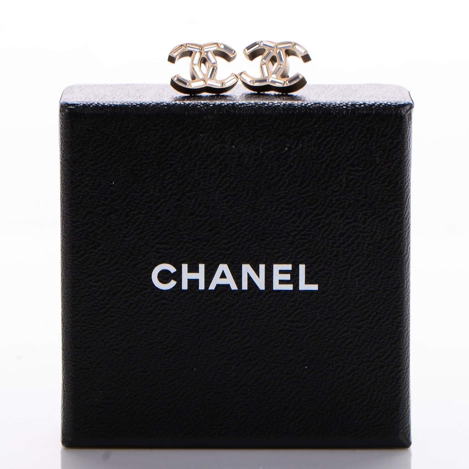 Chanel Crystal Baguette CC Earrings Gold 5 of 5