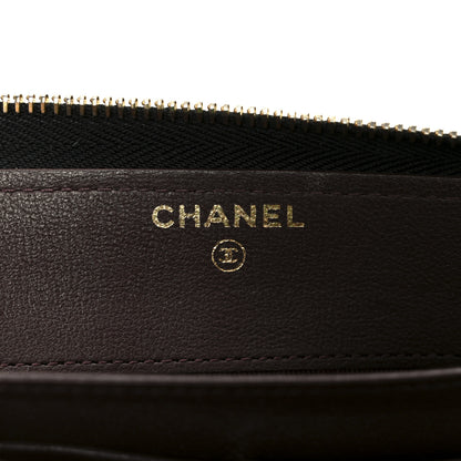 Chanel Lambskin Quilted Large Gusset Zip Around Wallet Black 6 of 9