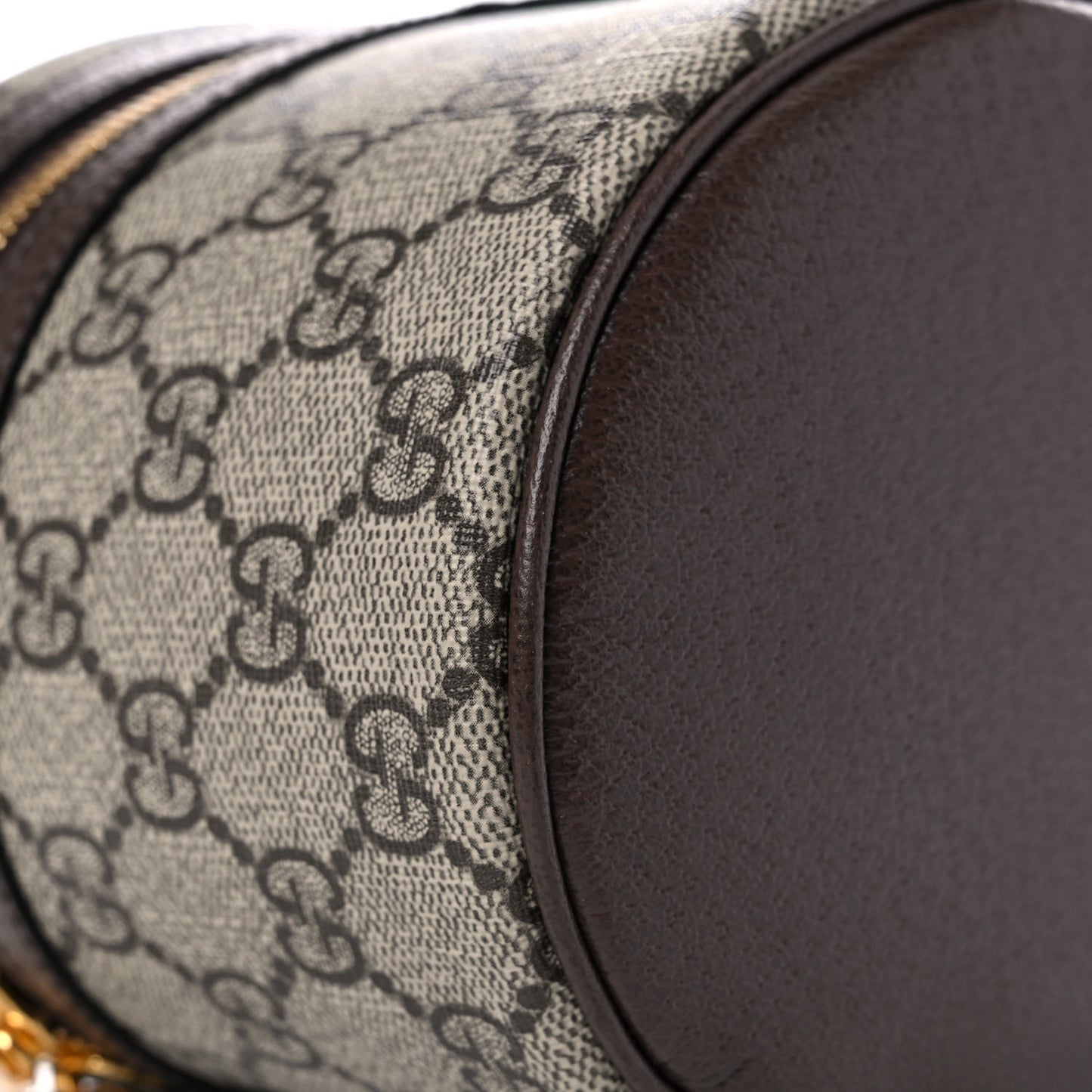 GG Supreme Monogram Textured Calfskin Web Ophidia Vanity Cosmetic Case Beige Ebony New Acero