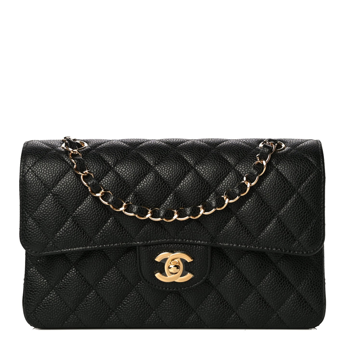 Caviar Quilted Small Double Flap Black