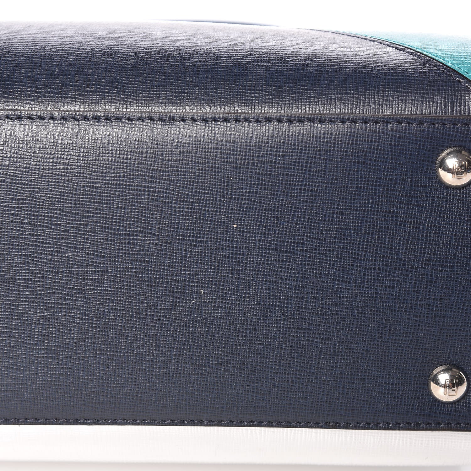 Fendi Vitello Elite Colorblock Petite 2Jours Tote Lavagna Oceano Argento 10 of 11