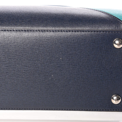 Fendi Vitello Elite Colorblock Petite 2Jours Tote Lavagna Oceano Argento 10 of 11