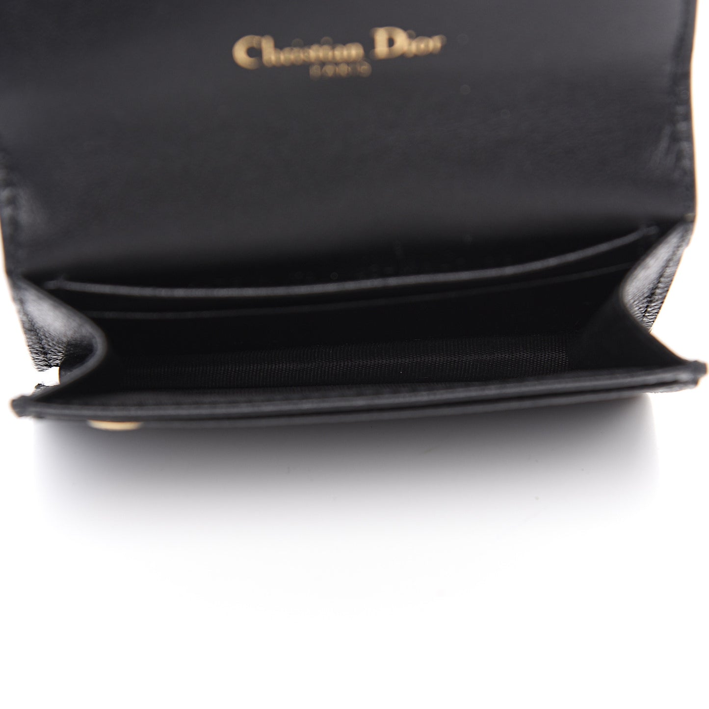 Grained Calfskin Saddle Card Holder Black