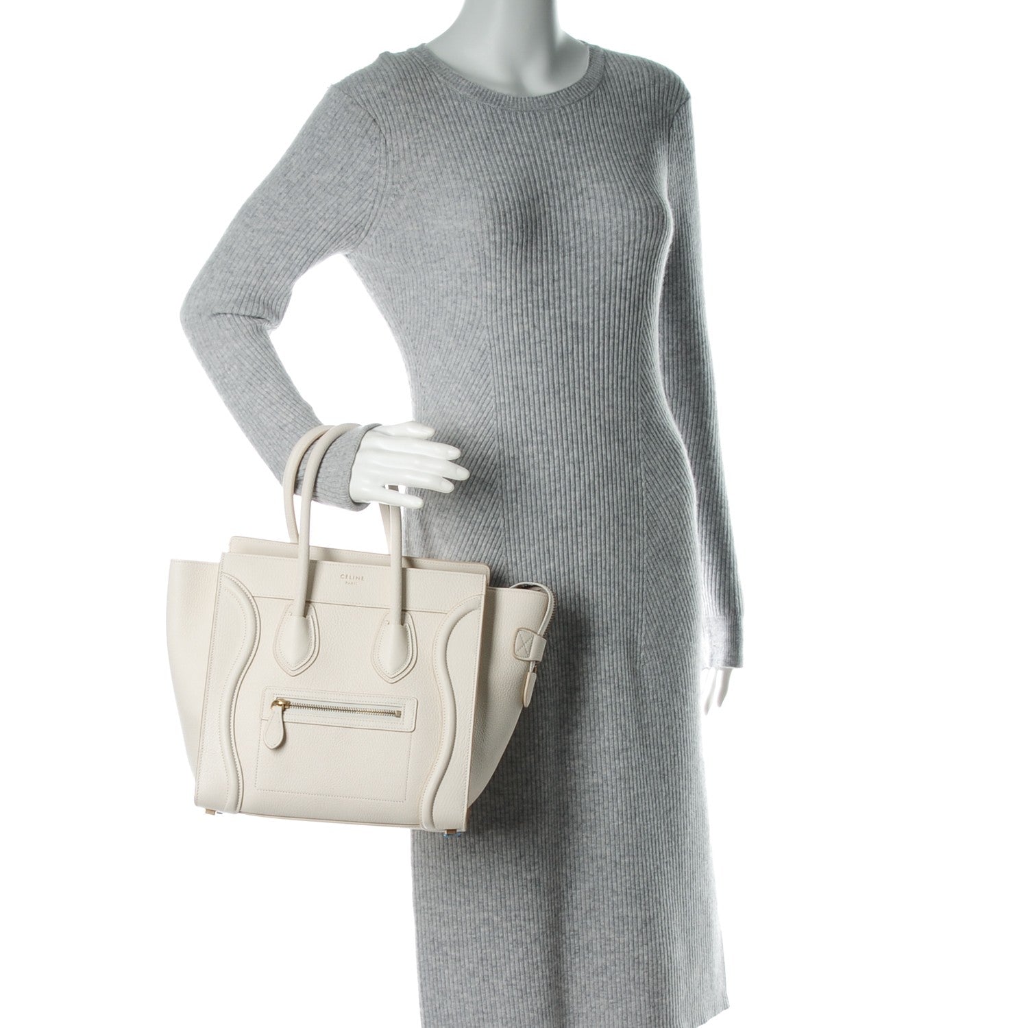 Celine Goatskin Micro Luggage White 2 of 8