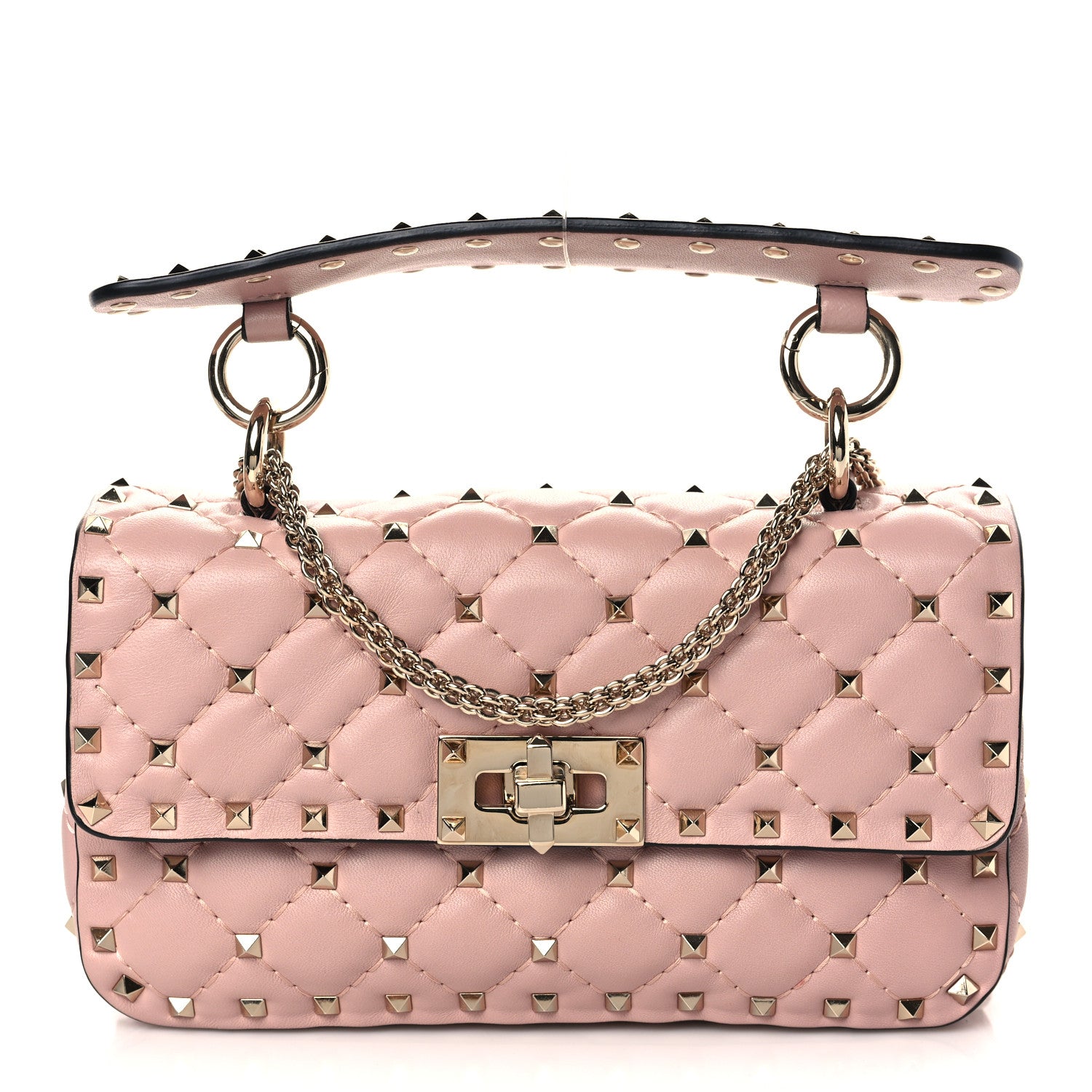 Valentino Garavani Nappa Small Rockstud Spike Shoulder Bag Water Rose 1 of 9