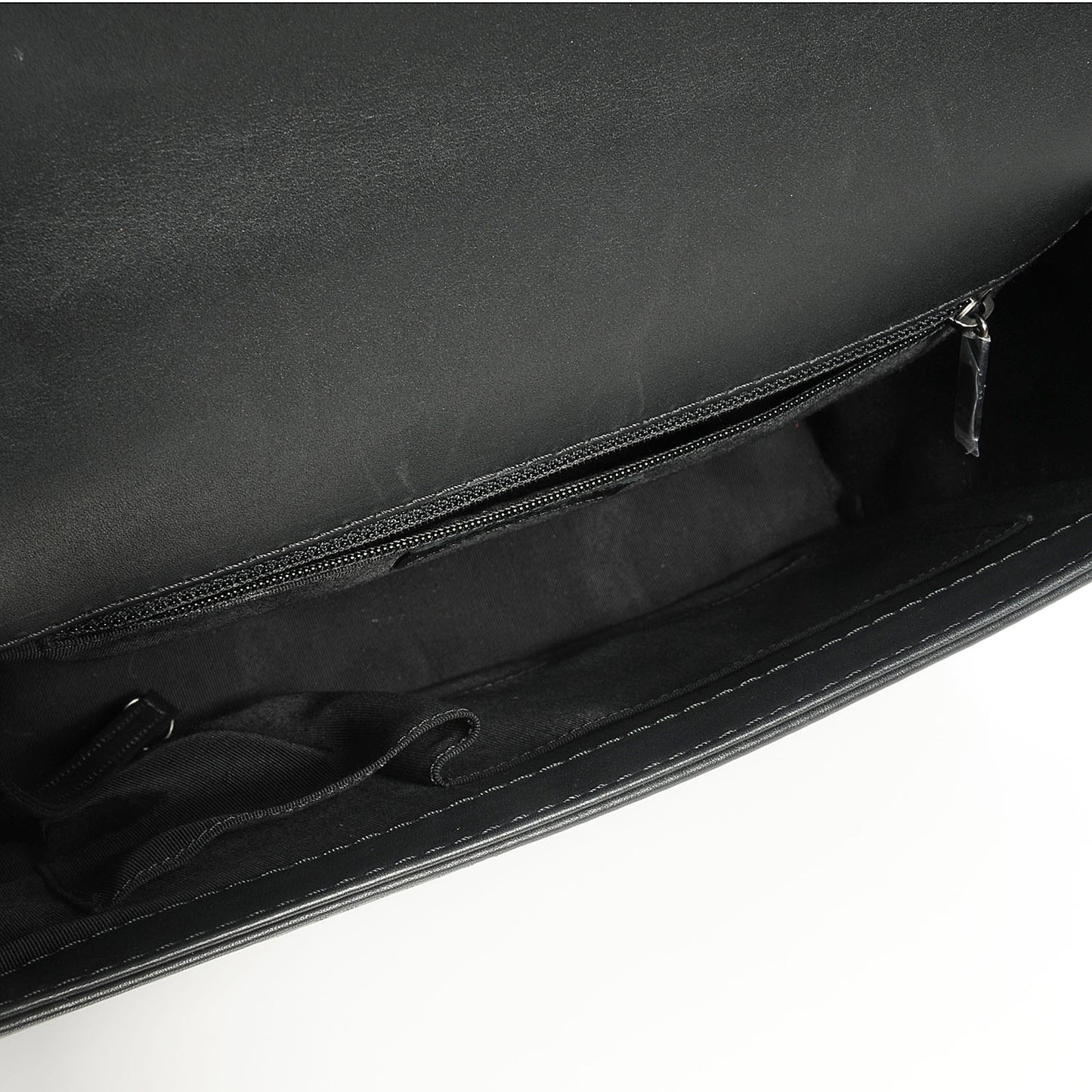 Calfskin Quilted Large Boy Flap Black