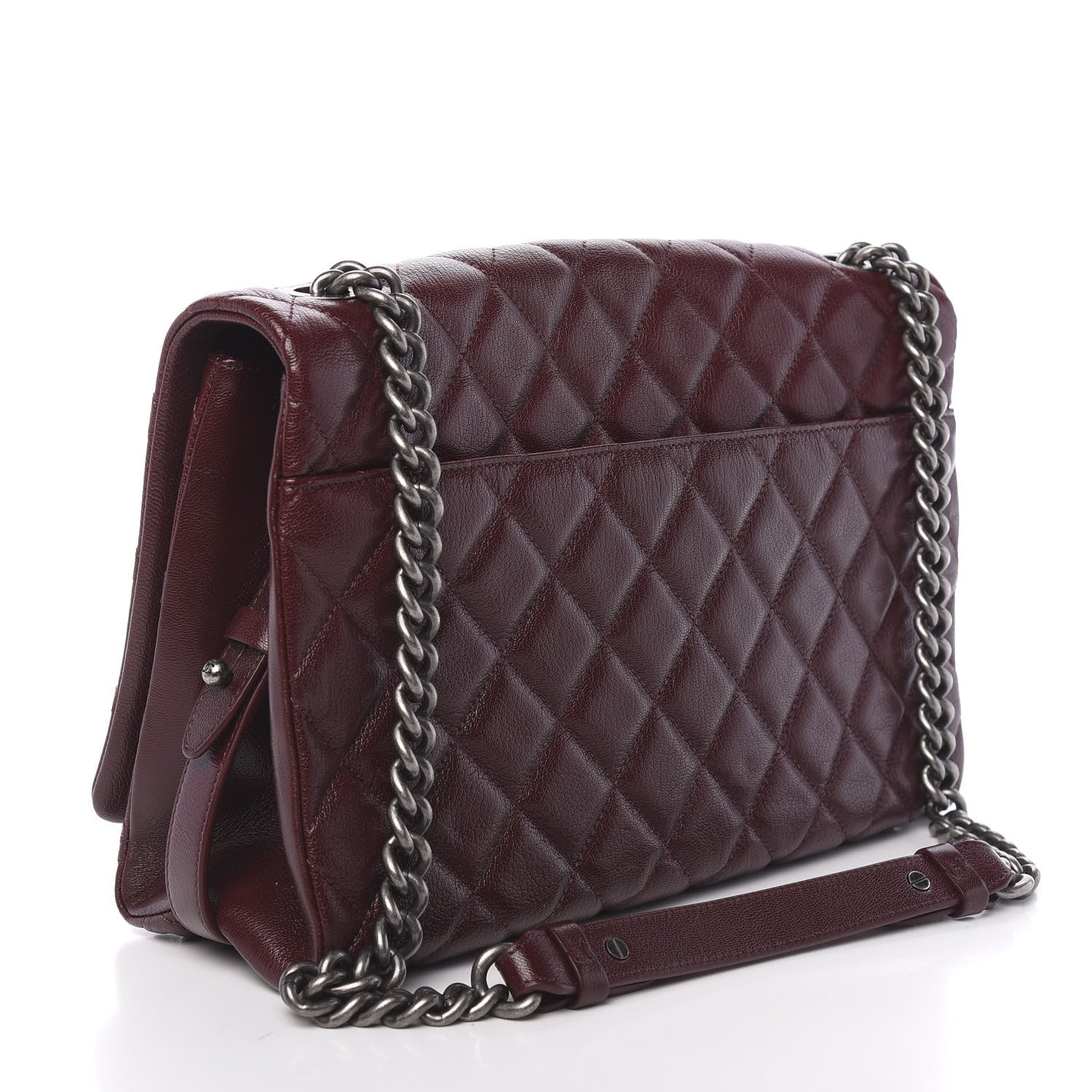 Chanel Goatskin Quilted Large City Rock Flap Burgundy 3 of 10