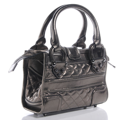 Burberry Metallic Calfskin Quilted Mini Manor Bag Pewter 3 of 9