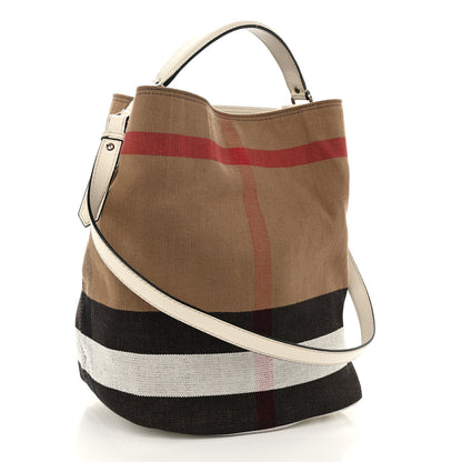 Burberry Canvas Mega Check Medium Ashby Hobo White 3 of 9