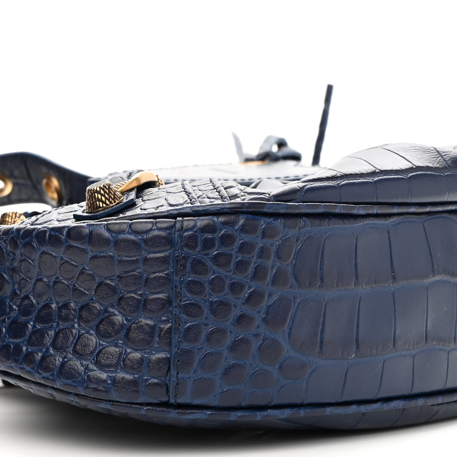 Balenciaga Extra Supple Calfskin Crocodile Embossed Le Cagole Shoulder Bag XS Indigo 8 of 9