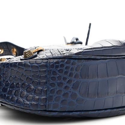 Balenciaga Extra Supple Calfskin Crocodile Embossed Le Cagole Shoulder Bag XS Indigo 8 of 9