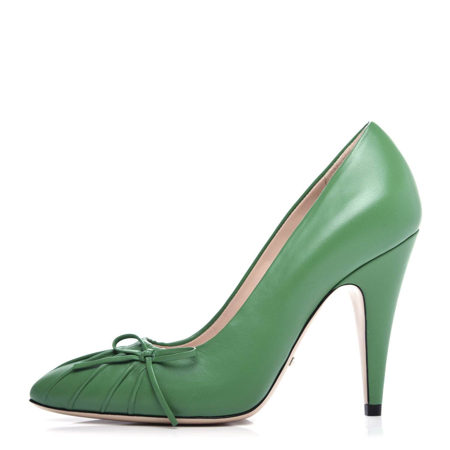 Gucci Nappa Bow High Heel Pumps 35.5 New Shamarock 1 of 11