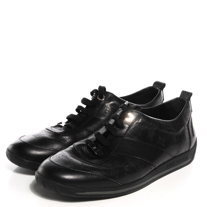 Louis Vuitton Calfskin Embossed Monogram Sneakers 9 Black 3 of 9