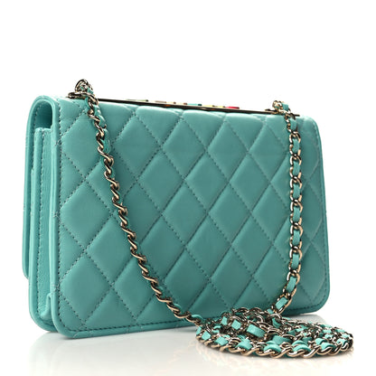 Chanel Lambskin Quilted Trendy CC Wallet On Chain WOC Turquoise 3 of 13