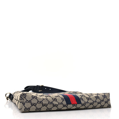 Gucci GG Supreme Monogram Web Flat Messenger Bag Navy 4 of 9