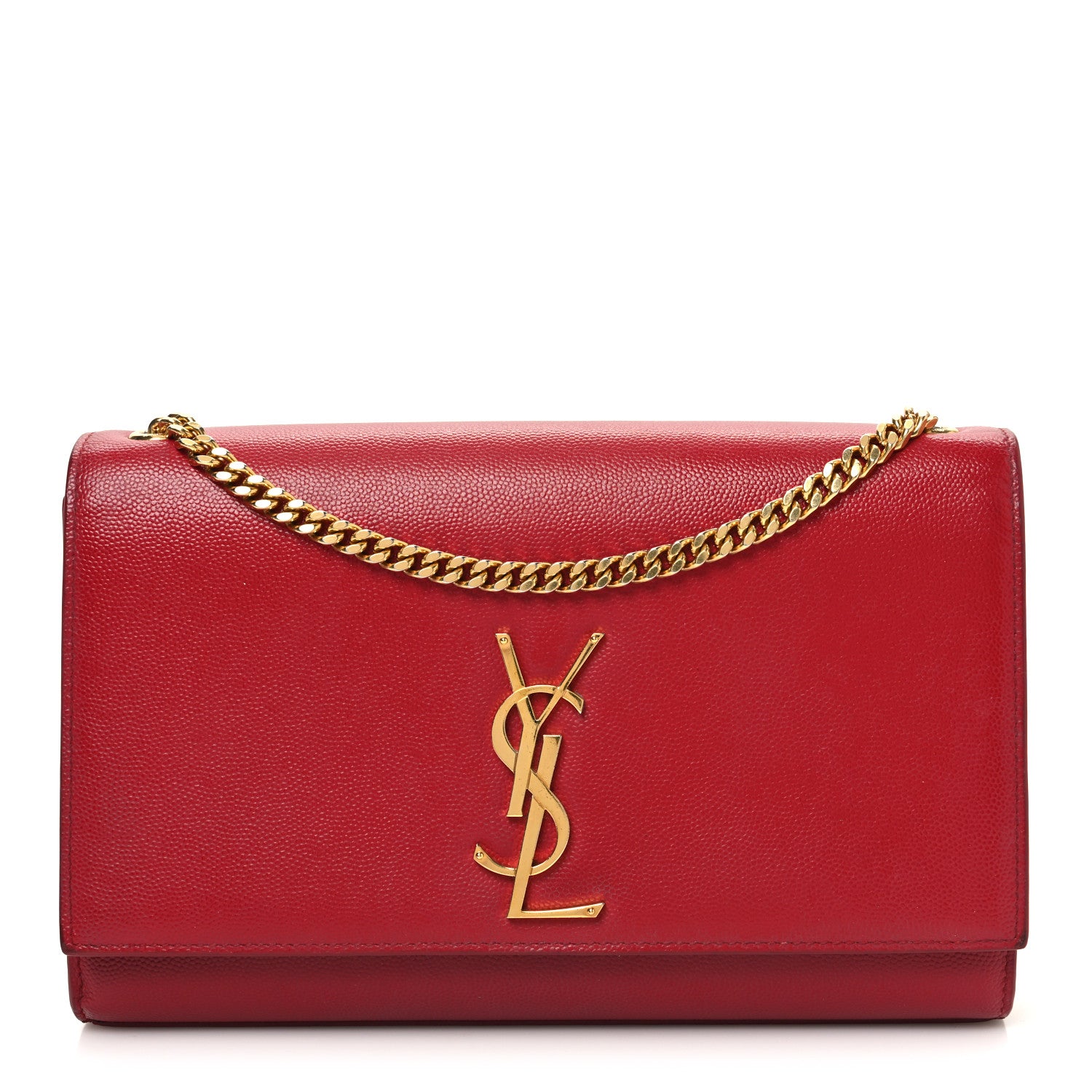 Saint Laurent Grain De Poudre Medium Monogram Kate Satchel Red 1 of 12