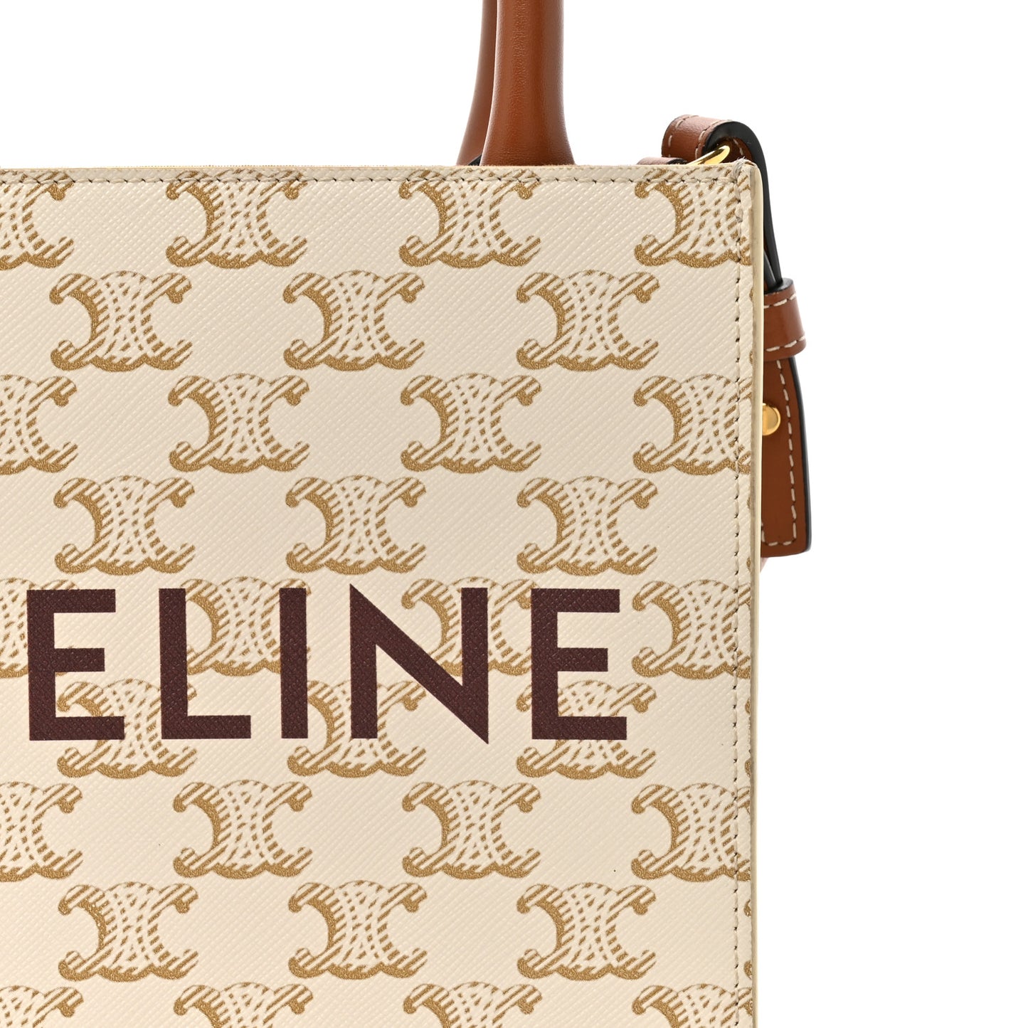 Triomphe Canvas Calfskin Mini Vertical Cabas White