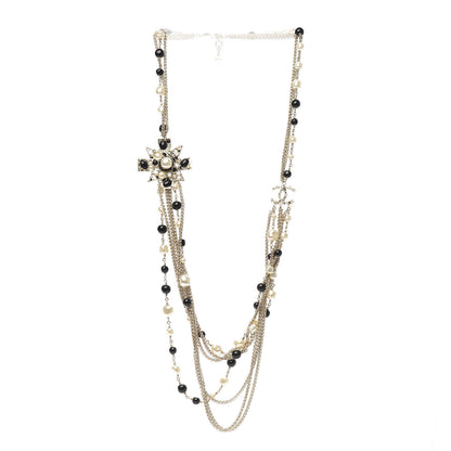 Chanel Pearl Crystal Beaded CC Multi Strand Necklace Gold Black 3 of 5