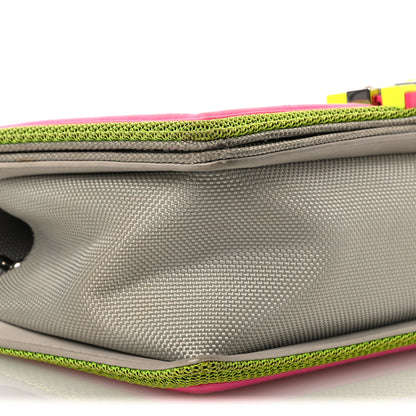 Chanel Canvas Quilted Medium Fluo Boy Flap Dark Grey Fuchsia Green 9 of 18