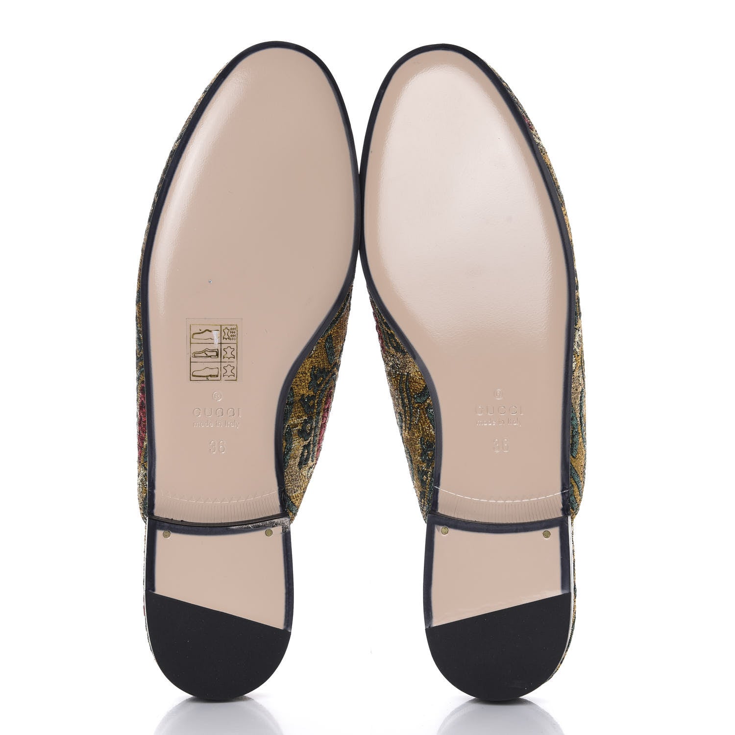 Gucci Iridescent Brocade Womens Princetown Slippers 36 Gold Multicolor 5 of 10