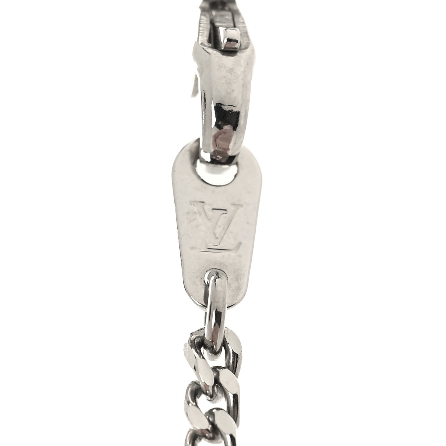 Monogram Lock Pendant Necklace Silver
