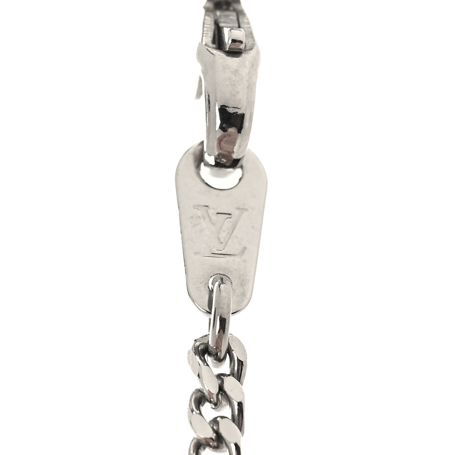 Louis Vuitton Monogram Lock Pendant Necklace Silver 5 of 7