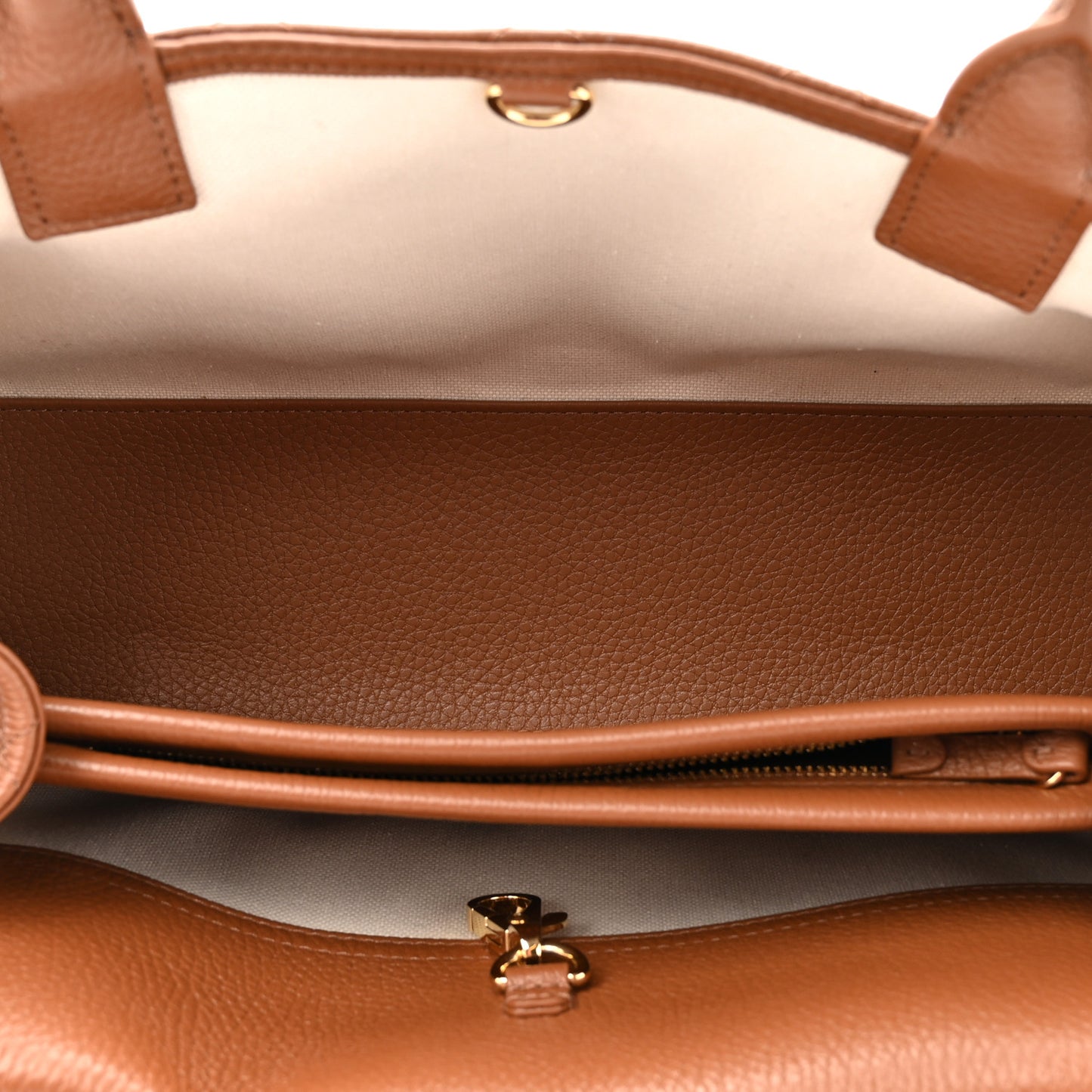 Grained Calfskin Stitched Urban Essentials Small Shopping Bag Camel