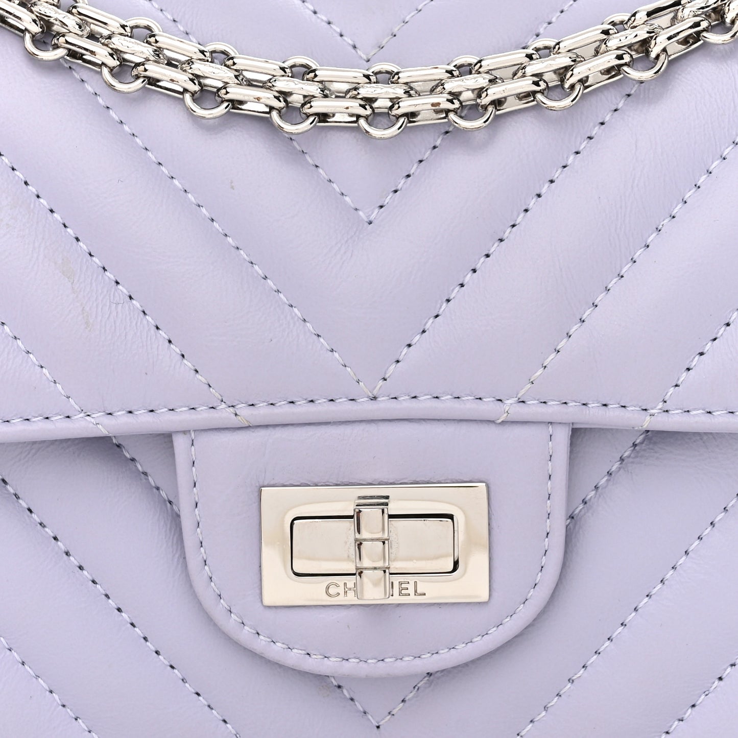Aged Calfskin Chevron Quilted 2.55 Reissue Mini Flap Light Purple