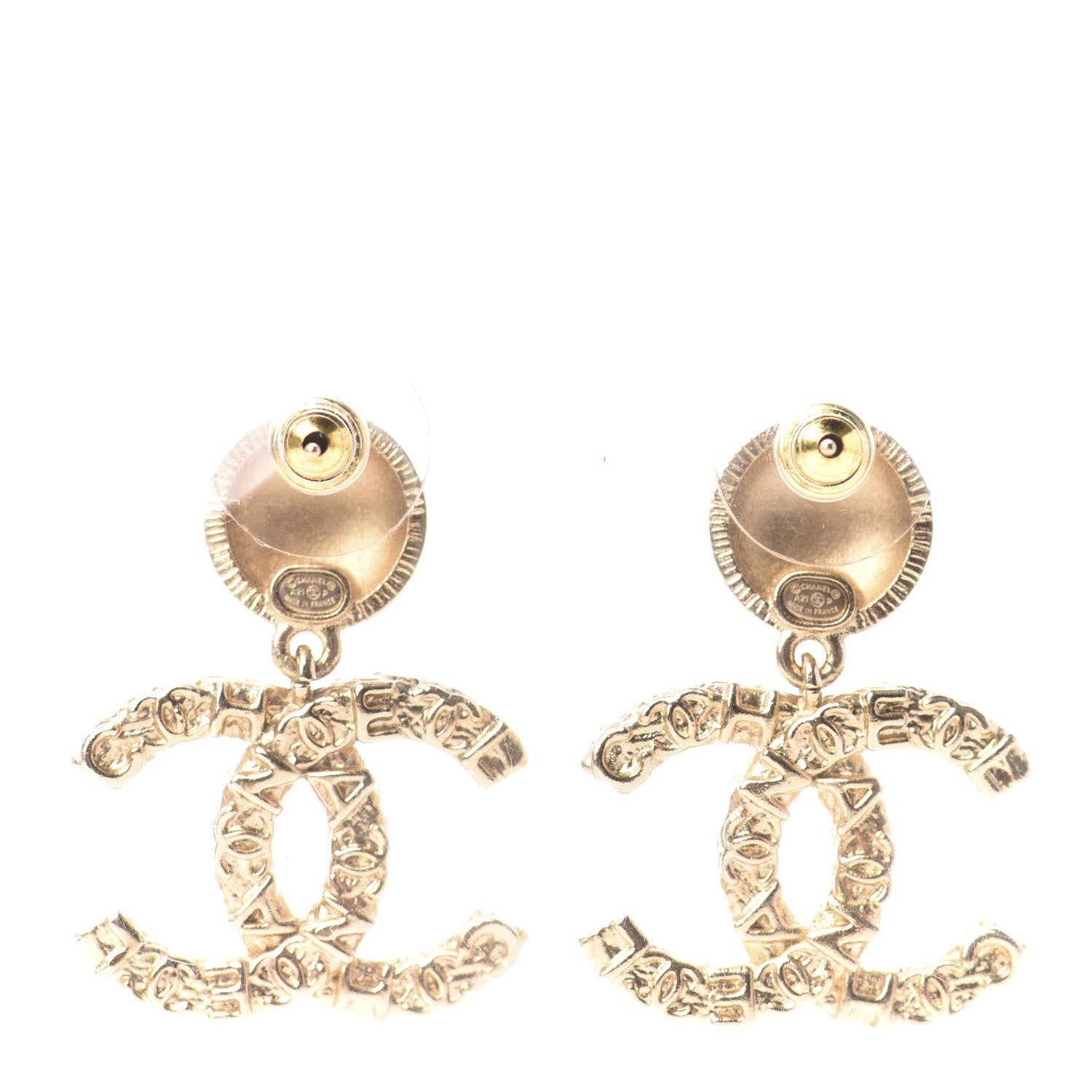 Chanel Crystal CC Drop Earrings Gold 3 of 6