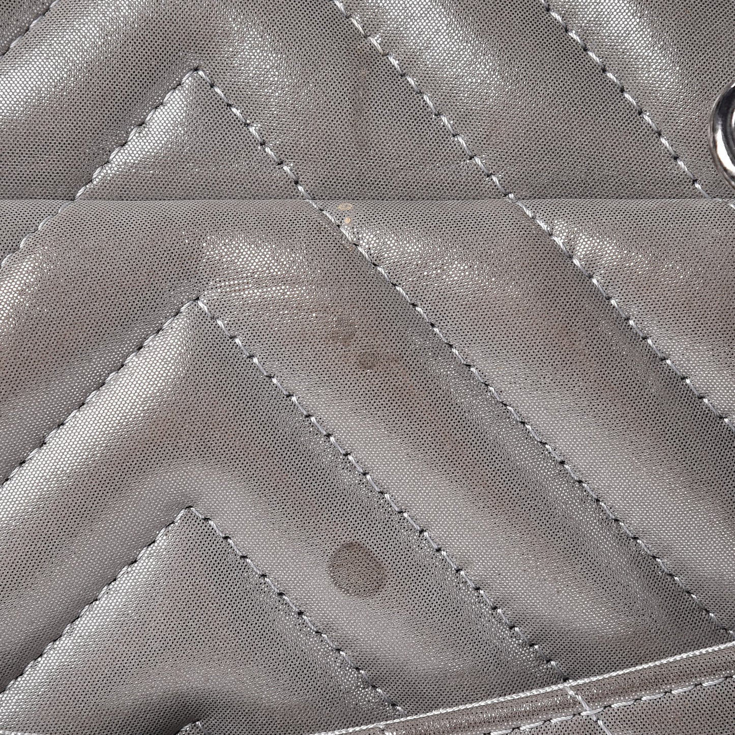 Metallic Calfskin Chevron Quilted Small Urban Spirit Backpack Silver