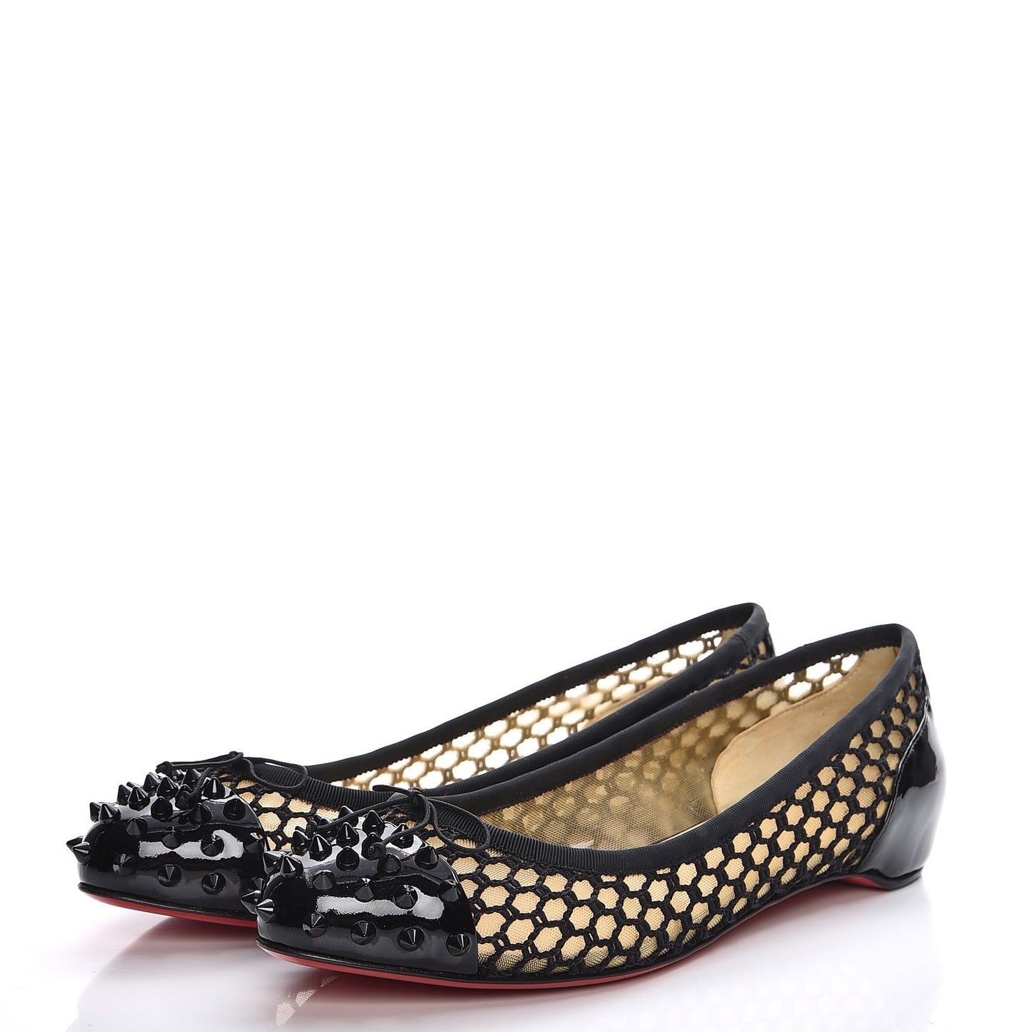 Patent Lace Mix Spikes Flats 40.5 Black