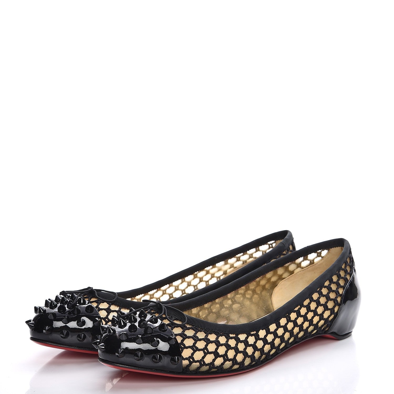 Christian Louboutin Patent Lace Mix Spikes Flats 40.5 Black 3 of 7