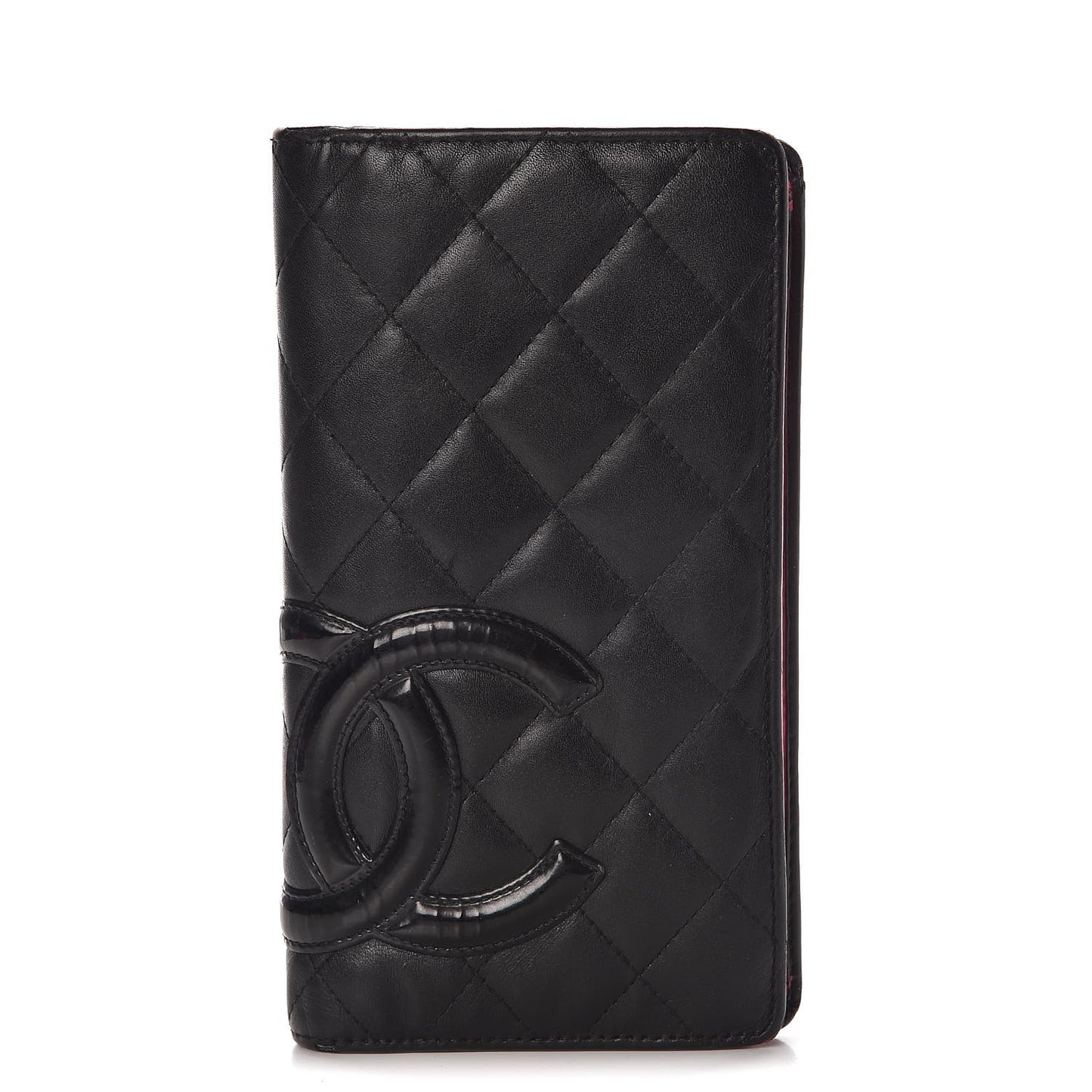 Calfskin Quilted Cambon Yen Wallet Black