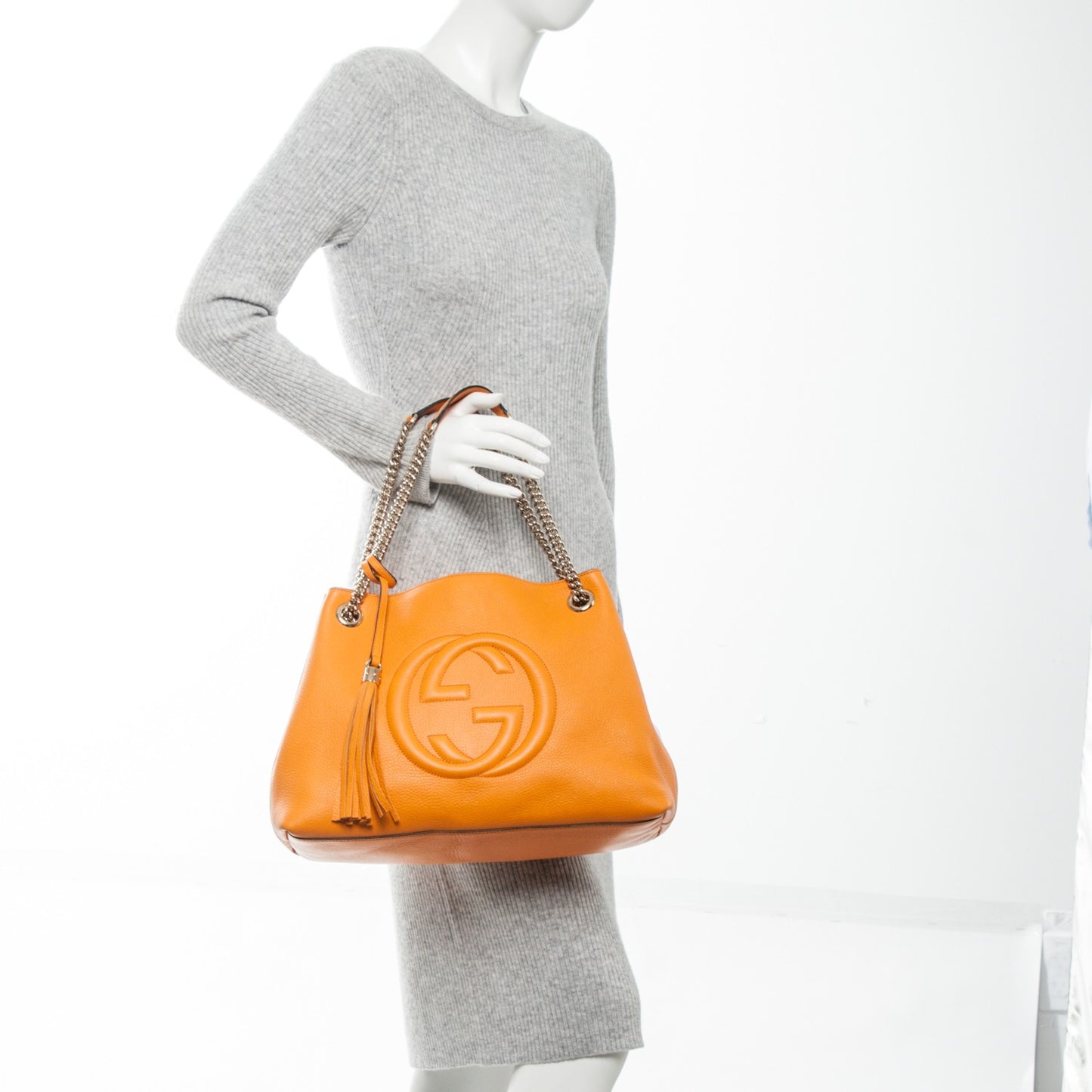 Pebbled Calfskin Medium Soho Chain Shoulder Bag Curcuma