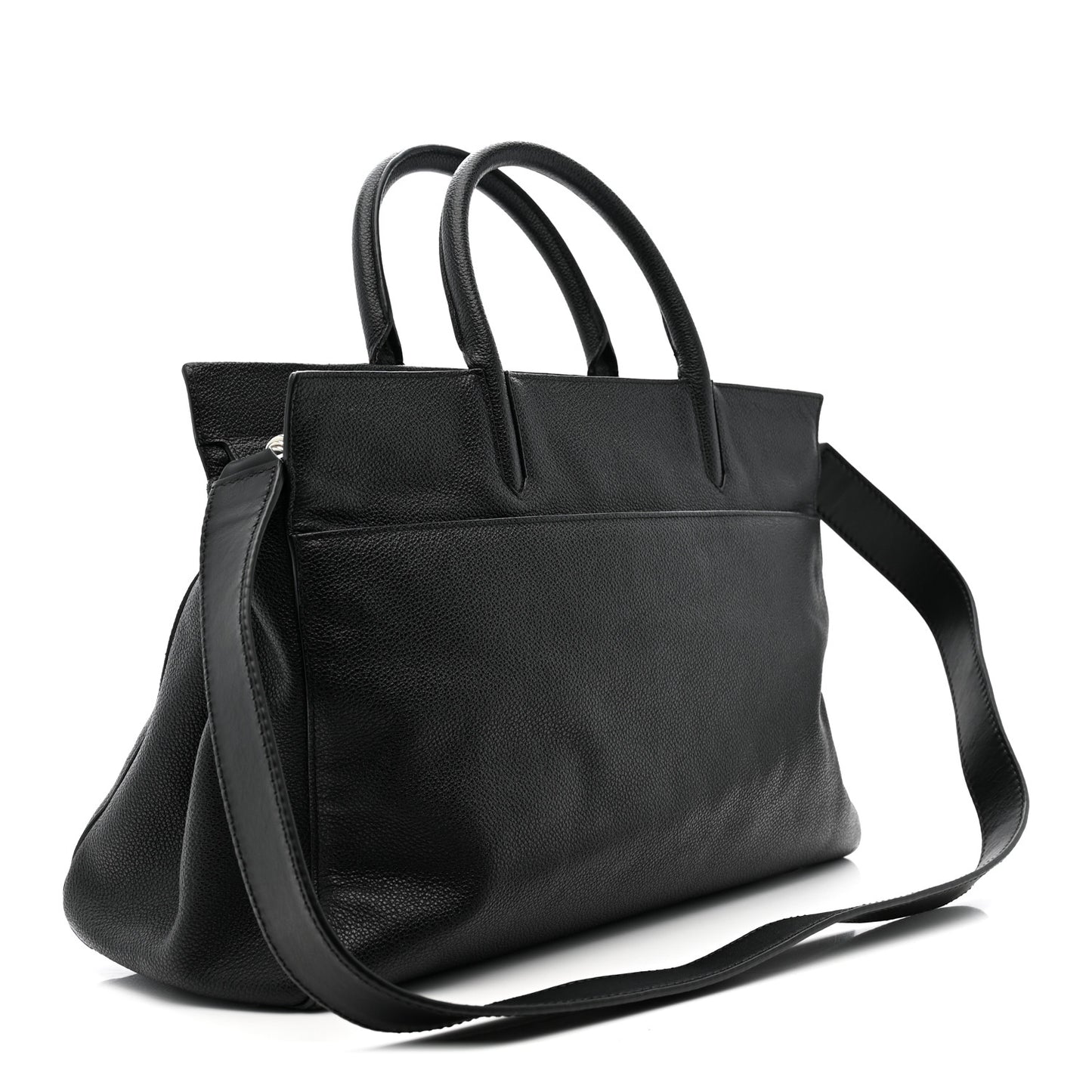 Grained Calfskin Medium Cabas Rive Gauche Black