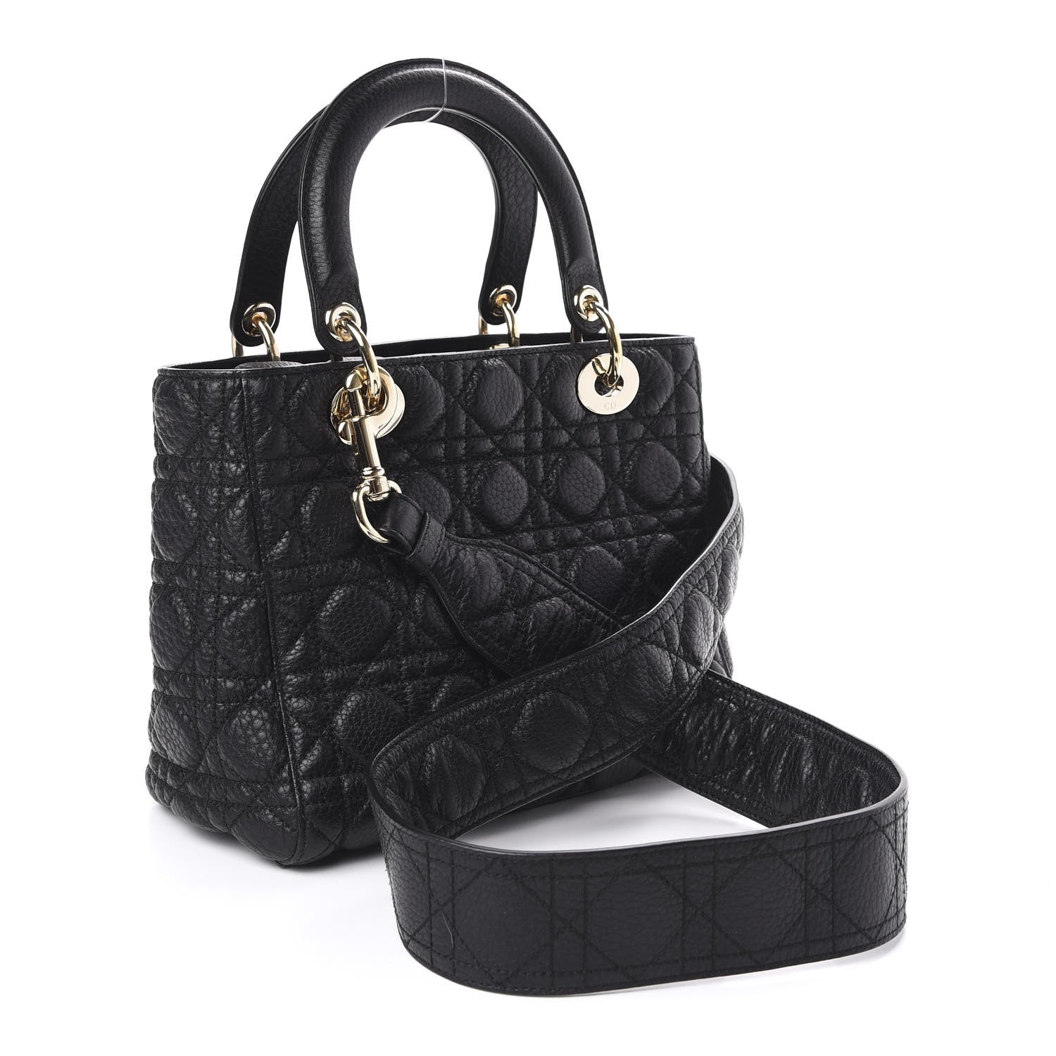 Christian Dior Grained Calfskin Cannage Medium Supple Lady Dior Black 3 of 10