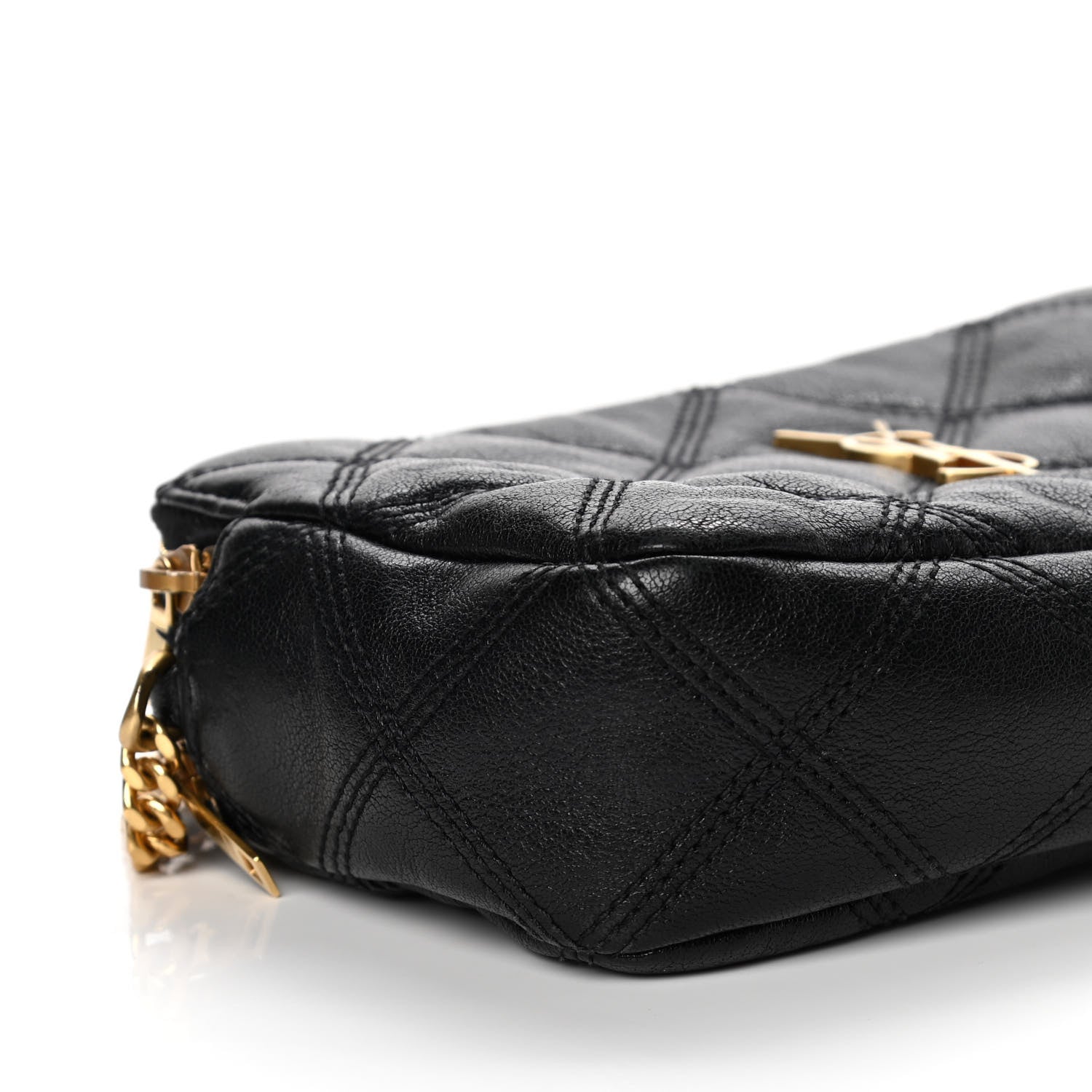 Saint Laurent Grained Lambskin Quilted Mini Becky Double Zip Bag Black 8 of 14